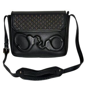 Vlieger & Vandam Guardian Angel Handcuff Studded Black Leather Shoulder Bag